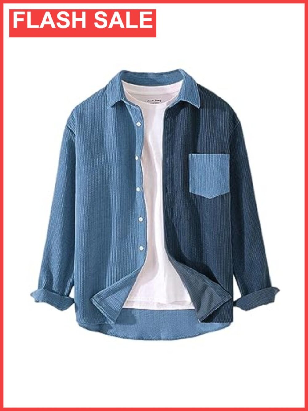 Mens Corduroy Shacket Button Down Long Sleeve Relaxed Fit Casual Shirt Jacket